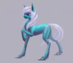 Size: 2494x2160 | Tagged: safe, artist:inarimayer, derpibooru import, oc, unofficial characters only, earth pony, pony, earth pony oc, female, gray background, image, jpeg, mare, raised hoof, simple background, solo