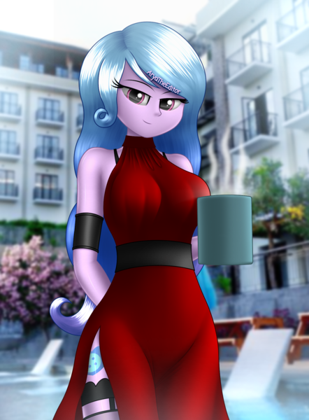 Size: 1400x1900 | Tagged: safe, artist:aryatheeditor, derpibooru import, izzy moonbow, equestria girls, my little pony: a new generation, adorasexy, bare shoulders, bedroom eyes, breasts, bust, busty izzy moonbow, clothes, cute, digital art, equestria girls-ified, eyebrows, female, g5, g5 to equestria girls, hips, hotel, image, izzybetes, jewelry, looking at you, mug, outfit, png, pose, regalia, sexy, shiny, shiny skin, sleeveless, smiling, smiling at you, solo, swimming pool