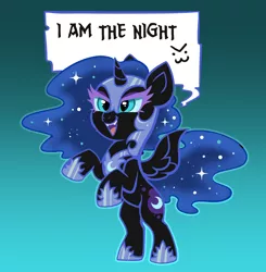 Size: 3516x3595 | Tagged: safe, artist:confetticakez, derpibooru import, nightmare moon, alicorn, pony, >:3, armor, chibi, cute, female, helmet, hoof shoes, image, mare, moonabetes, open mouth, png, solo