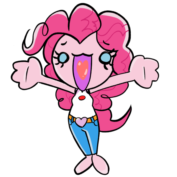 Size: 900x900 | Tagged: safe, artist:batipin, derpibooru import, pinkie pie, equestria girls, heart tongue, hug request, image, looking at you, open mouth, png, simple background, solo, transparent background