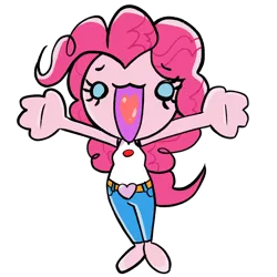Size: 900x900 | Tagged: safe, artist:batipin, derpibooru import, pinkie pie, equestria girls, heart tongue, hug request, image, looking at you, open mouth, png, simple background, solo, transparent background