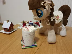 Size: 4032x3024 | Tagged: photographer needed, safe, artist:xeto_de, derpibooru import, oc, oc:connie bloom, chocolate, food, hot chocolate, image, irl, irl photo, jpeg, photo, plushie