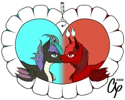 Size: 1000x800 | Tagged: suggestive, artist:approxxy, derpibooru import, oc, oc:drago, oc:norah, bat pony, dracony, dragon, hybrid, couple, holiday, image, photo, png, valentine, valentine's day