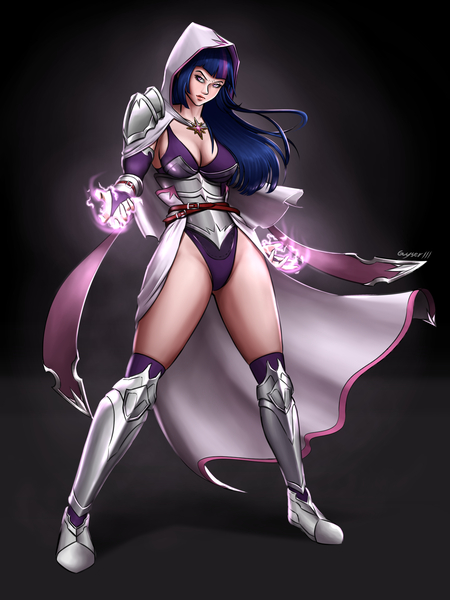 Size: 4500x6000 | Tagged: suggestive, artist:guyser3, derpibooru import, twilight sparkle, human, absurd resolution, breasts, cleavage, enchantress, female, glowing hands, humanized, image, jpeg, magic, remastered, solo, solo female