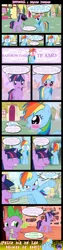 Size: 1280x5080 | Tagged: safe, artist:bigsnusnu, derpibooru import, edit, editor:bigsnusnu, rainbow dash, spike, twilight sparkle, comic:dusk shine in pursuit of happiness, abuse, angry, april fools, april fools 2020, april fools joke, black eye, blushing, book, crying, cute, dashabetes, dusk shine, f zero, falcon punch, half r63 shipping, image, implied captain falcon, laughing, love confession, png, prank, punch, reference, reference to another series, reference used, rule 63, shipping, show accurate, spanish, spanish description, spanish text, super smash bros., tears of anger, tears of rage, translation, translator:bigsnusnu