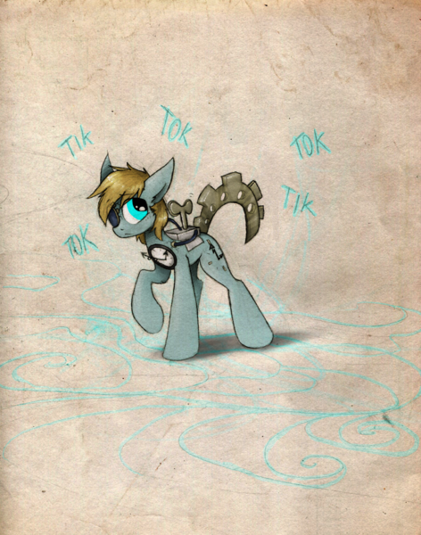 Size: 1601x2035 | Tagged: safe, artist:terror--bite, artist:the--cloudsmasher, derpibooru import, oc, oc:tik-tok, earth pony, pony, 2012, clockwork, image, male, png, solo, stallion, steampunk