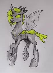 Size: 2537x3442 | Tagged: safe, artist:nightydream, derpibooru import, oc, oc:heart swells, changeling, image, jpeg, solo, traditional art