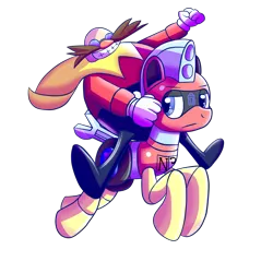 Size: 8000x8000 | Tagged: safe, artist:trackheadtherobopony, derpibooru import, oc, oc:trackhead, pony, robot, robot pony, annoyed, cape, clothes, doctor eggman, image, png, riding a pony, simple background, sonic the hedgehog (series), transparent background