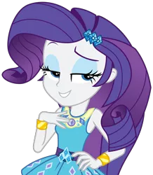 Size: 2631x3016 | Tagged: safe, artist:sketchmcreations, derpibooru import, rarity, equestria girls, equestria girls series, holidays unwrapped, spoiler:eqg series (season 2), bracelet, female, geode of shielding, hand on chest, hand on hip, image, jewelry, lidded eyes, magical geodes, o come all ye squashful, png, raised eyebrow, rarity peplum dress, simple background, smiling, transparent background, vector