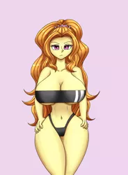 Size: 1400x1900 | Tagged: suggestive, artist:zachc, derpibooru import, adagio dazzle, equestria girls, big breasts, breasts, busty adagio dazzle, clothes, curvy, female, gris swimsuit, hand on hip, hourglass figure, huge breasts, image, looking at you, one-piece swimsuit, pink background, png, see-through, simple background, solo, solo female, swimsuit, wide hips