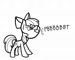 Size: 2048x1638 | Tagged: safe, artist:ewoudcponies, derpibooru import, apple bloom, earth pony, pony, female, filly, foal, image, jpeg, onomatopoeia, raspberry, raspberry noise, solo, tongue out