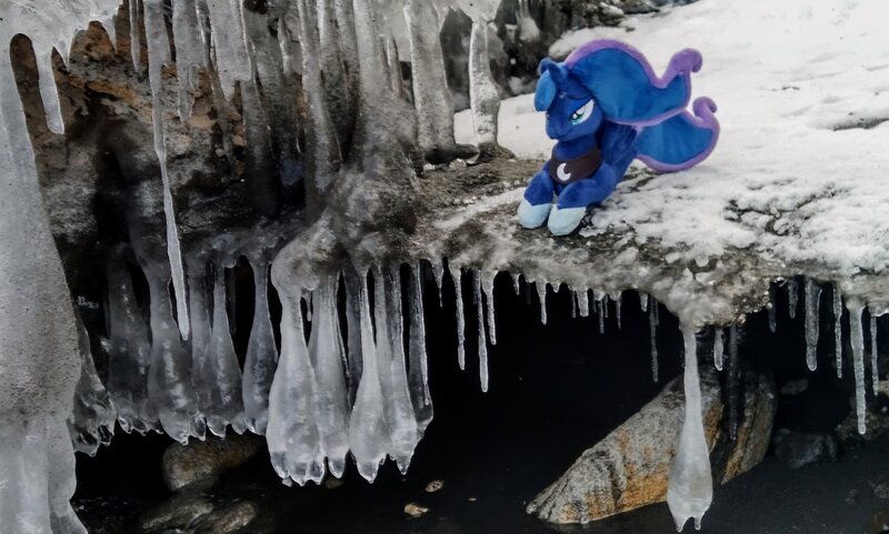 Size: 2048x1232 | Tagged: safe, derpibooru import, photographer:pakapaka1993, princess luna, pony, seapony (g4), ice, icicle, image, irl, irl photo, japan, jpeg, photo, plushie, snow, solo, winter