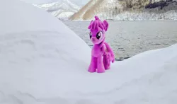 Size: 1024x603 | Tagged: safe, derpibooru import, photographer:pakapaka1993, berry punch, berryshine, earth pony, pony, image, irl, irl photo, japan, jpeg, photo, plushie, snow, solo, tree, winter