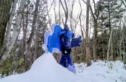 Size: 2048x1342 | Tagged: safe, derpibooru import, photographer:pakapaka1993, princess luna, alicorn, pony, image, irl, irl photo, japan, jpeg, photo, plushie, snow, solo, tree, winter