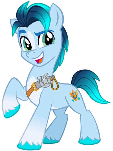 Size: 2100x2800 | Tagged: safe, artist:cheezedoodle96, derpibooru import, hitch trailblazer, earth pony, pony, my little pony: a new generation, .svg available, alternate color palette, badge, blaze (coat marking), coat markings, dreamworks face, facial markings, g5, image, looking at you, male, open mouth, open smile, png, raised eyebrow, raised hoof, sheriff's badge, simple background, smiling, smiling at you, solo, stallion, transparent background, vector, vector trace