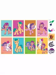 Size: 900x1200 | Tagged: safe, derpibooru import, official, hitch trailblazer, izzy moonbow, pipp petals, princess celestia, princess luna, sunny starscout, zipp storm, pony, my little pony: a new generation, 2d, badge, bag, bracelet, braid, cutie mark, disgusted, egmont, female, flying, g5, happy, heart, horseshoes, image, jewelry, jpeg, leo books, lev publishing, logo, long hair, looking at each other, looking at someone, looking at you, looking away, merchandise, phone, pointing, prancing, radish, raised hoof, royal sisters, royalty, selfie, shooting star, siblings, sisters, smiling, smiling at you, stars, sticker, tiara
