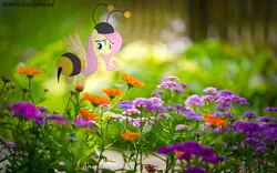 Size: 1920x1200 | Tagged: photographer needed, safe, artist:zombielandundead, derpibooru import, fluttershy, pegasus, pony, animal costume, bee costume, clothes, costume, flower, flutterbee, image, irl, irl photo, jpeg, photo, ponies in real life