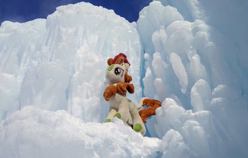 Size: 2048x1311 | Tagged: safe, derpibooru import, photographer:pakapaka1993, autumn blaze, kirin, ice, icicle, image, irl, irl photo, japan, jpeg, photo, plushie, snow, solo, winter