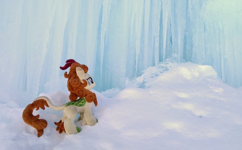 Size: 2048x1268 | Tagged: safe, derpibooru import, photographer:pakapaka1993, autumn blaze, kirin, ice, icicle, image, irl, irl photo, japan, jpeg, photo, plushie, snow, solo, winter