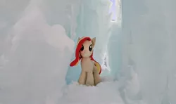 Size: 2048x1212 | Tagged: safe, derpibooru import, photographer:pakapaka1993, oc, oc:poniko, unofficial characters only, earth pony, pony, ice, image, irl, irl photo, japan, jpeg, photo, plushie, snow, solo, winter