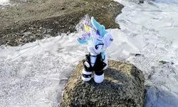 Size: 2048x1229 | Tagged: safe, derpibooru import, photographer:pakapaka1993, rarity, pony, unicorn, alternate hairstyle, ice, image, irl, irl photo, japan, jpeg, photo, plushie, punk, raripunk, rock, solo