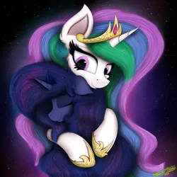 Size: 4000x4000 | Tagged: safe, artist:ser-p, derpibooru import, princess celestia, princess luna, pony, absurd resolution, female, hug, image, png, siblings, sisters, wholesome