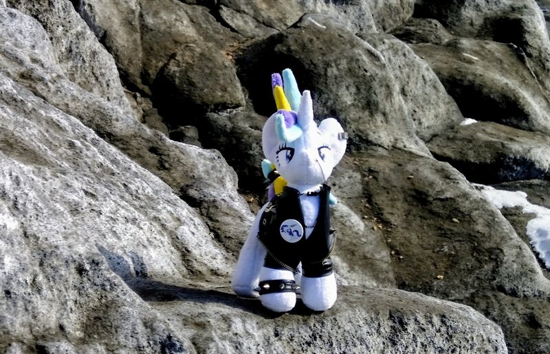 Size: 2048x1321 | Tagged: safe, derpibooru import, photographer:pakapaka1993, rarity, pony, unicorn, alternate hairstyle, image, irl, irl photo, japan, jpeg, photo, plushie, punk, raripunk, rock, snow, solo