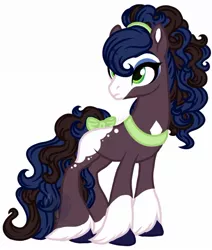 Size: 1019x1199 | Tagged: safe, artist:maneblue, derpibooru import, oc, unofficial characters only, earth pony, pony, base used, bow, earth pony oc, female, image, jpeg, looking back, mare, parent:princess luna, parent:trouble shoes, simple background, solo, tail, tail bow, white background