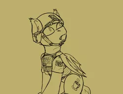 Size: 3300x2550 | Tagged: safe, artist:kalashnikitty, derpibooru import, oc, oc:toffee drop, bat pony, armor, helmet, image, looking up, male, modern armor, plate carrier, png, soldier, startled, wings