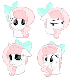 Size: 4000x4000 | Tagged: safe, artist:sugarcubecreationz, derpibooru import, oc, oc:sweetheart, unofficial characters only, pony, unicorn, bow, expressions, facial expressions, hair bow, horn, image, png, simple background, solo, transparent background, unicorn oc