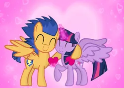 Size: 1280x908 | Tagged: safe, artist:mlplary6, derpibooru import, flash sentry, twilight sparkle, twilight sparkle (alicorn), alicorn, pegasus, pony, female, flashlight, heart, holiday, hug, image, jpeg, male, shipping, smiling, straight, valentine's day, valentine's day card