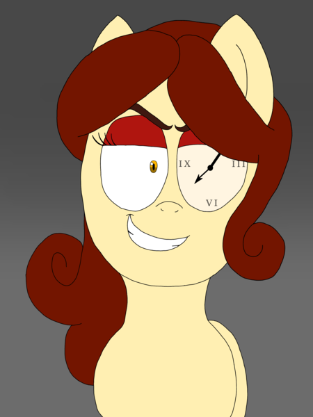 Size: 2250x3000 | Tagged: safe, artist:professorventurer, derpibooru import, oc, oc:clockmare, clock, image, looking at you, png, smiling, smiling at you