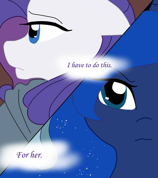 Size: 600x678 | Tagged: safe, artist:lightybulb, derpibooru import, princess luna, rarity, alicorn, pony, unicorn, series:arc 1, cloak, clothes, female, image, jpeg, lesbian, rariluna, shipping