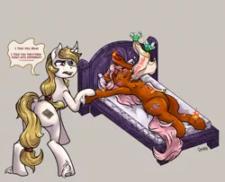 Size: 1920x1559 | Tagged: suggestive, artist:ghouleh, derpibooru import, oc, oc:bitter delight, oc:regal inkwell, parasprite, pony, bed, crying, drama, female, fire, image, implied sex, injured, jpeg, kiss mark, lipstick, male, mare, meme, stallion, tragedy