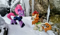 Size: 2048x1202 | Tagged: safe, derpibooru import, photographer:pakapaka1993, autumn blaze, tempest shadow, kirin, pony, unicorn, duo, ice, icicle, image, irl, irl photo, japan, jpeg, photo, plushie, snow, winter