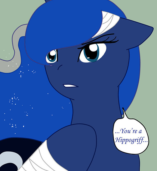 Size: 600x654 | Tagged: safe, artist:lightybulb, derpibooru import, princess luna, alicorn, pony, series:arc 1, bandage, image, jpeg, solo