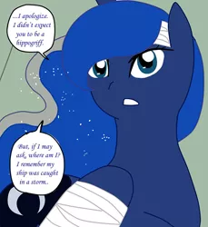 Size: 600x654 | Tagged: safe, artist:lightybulb, derpibooru import, princess luna, alicorn, pony, series:arc 1, bandage, image, jpeg, solo