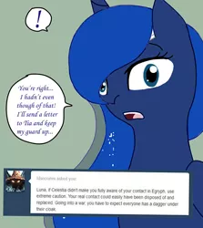 Size: 600x674 | Tagged: safe, artist:lightybulb, derpibooru import, princess luna, alicorn, pony, series:arc 1, ask, bandage, image, jpeg, solo