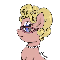 Size: 1024x1024 | Tagged: safe, artist:wrath-marionphauna, derpibooru import, phyllis cloverleaf, g5, glasses, image, jewelry, necklace, pearl necklace, png, poker face, simple background, solo, transparent background