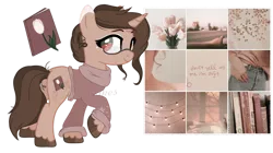 Size: 1280x718 | Tagged: safe, artist:ipandacakes, derpibooru import, oc, unnamed oc, pony, unicorn, clothes, female, glasses, image, mare, moodboard, png, solo, sweater