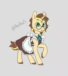 Size: 1071x1200 | Tagged: safe, artist:cloud-up, oc, oc:white spirit, unofficial characters only, pony, unicorn, clothes, crossdressing, gray background, image, jpeg, maid, male, simple background, solo, stallion