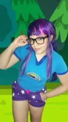 Size: 718x1294 | Tagged: photographer needed, safe, artist:sabrina200415, derpibooru import, sci-twi, twilight sparkle, human, equestria girls, legend of everfree, camp everfree outfits, clothes, cosplay, costume, image, irl, irl human, irl photo, photo, png, solo