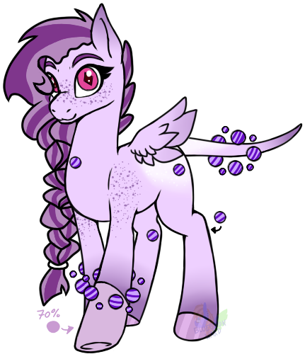 Size: 431x500 | Tagged: safe, artist:pure-blue-heart, derpibooru import, oc, oc:sugar plum, unofficial characters only, original species, pegasus, pony, adoptable, base used, braid, closed species, crysvalonia, female, freckles, gemstone pony, gemstones, gradient, image, mare, pink eyes, png, purple coat, purple mane, simple background, transparent background, wings