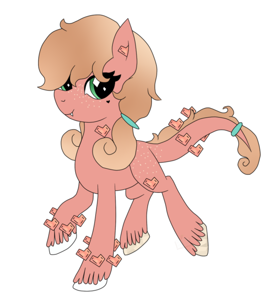 Size: 857x932 | Tagged: safe, artist:pure-blue-heart, derpibooru import, oc, oc:rosy, original species, pony, adoptable, beauty mark, closed species, crysvalonia, female, gemstone pony, hairband, heart, image, mare, pink, png, simple background, transparent background