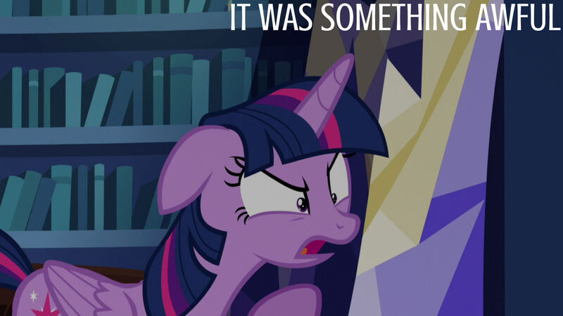 Size: 1280x720 | Tagged: safe, derpibooru import, edit, edited screencap, editor:quoterific, screencap, twilight sparkle, twilight sparkle (alicorn), alicorn, pony, season 5, what about discord?, female, image, jpeg, mare, open mouth, solo, twilight's castle