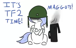 Size: 1280x815 | Tagged: safe, artist:penguinpotential, derpibooru import, oc, oc:frigid drift, pegasus, pony, ask frigid drift, female, helmet, image, jpeg, mare, solo, team fortress 2