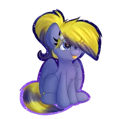 Size: 1815x1750 | Tagged: safe, artist:littleblackraencloud, derpibooru import, oc, oc:star hunter, unofficial characters only, pegasus, pony, cute, female, hairpin, image, mare, png, ponytail, sitting, solo, sticker, tongue out, wings