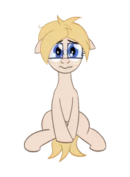 Size: 939x1277 | Tagged: safe, artist:hotkinkajou, ponerpics import, oc, oc:cut n. paste, unofficial characters only, earth pony, pony, fanfic:the long and short of it, digital art, female, freckles, glasses, image, mare, nervous, png, ponerpics community collab 2022, shy, simple background, sitting, solo, transparent background