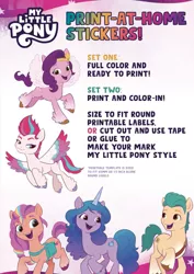 Size: 735x1040 | Tagged: safe, derpibooru import, official, hitch trailblazer, izzy moonbow, pipp petals, princess celestia, princess luna, sunny starscout, zipp storm, earth pony, pegasus, pony, unicorn, my little pony: a new generation, 2d, braid, female, flying, friends, g5, group, happy, image, instructions, jpeg, logo, logotype, long hair, looking at each other, looking at someone, multicolored hair, pinterest, princess, raised hoof, royal sisters, royalty, siblings, simple background, sisters, smiling, smiling at each other, social media, spread wings, stars, template, wings