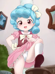 Size: 2673x3556 | Tagged: suggestive, alternate version, artist:pestil, banned from derpibooru, cozy glow, human, blushing, bow, child, clothes, cozybetes, curly hair, cute, dress, female, freckles, frills, golly loli, hair bow, humanized, image, lolicon, looking at you, open mouth, panties, png, solo, solo female, underage, underwear, young